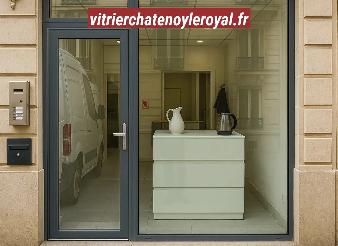 Façade vitrine de magasin en aluminium sur mesure à Châtenoy-le-Royal